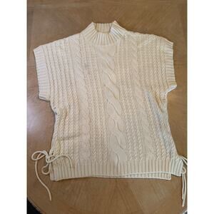 Stella Nova Chunky Cable Knit Sweater Vest Size large Tunic Pullover Cream